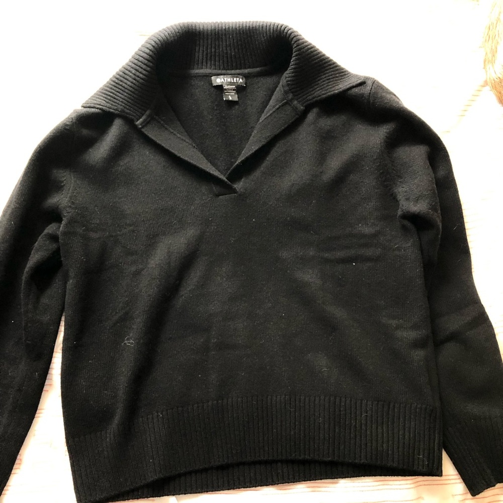 Athleta Black Merino Wool/Cashmere Sweater